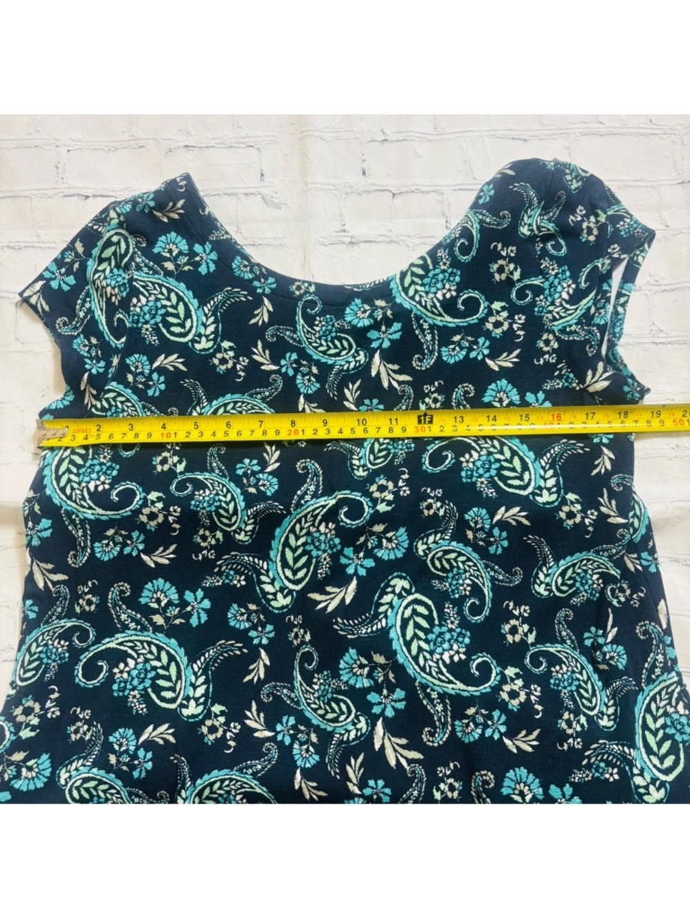 J. Jill Pleated V-Back Long Maxi Dress In Navy Blue Tapestry Paisley Size Medium - Picture 8 of 10